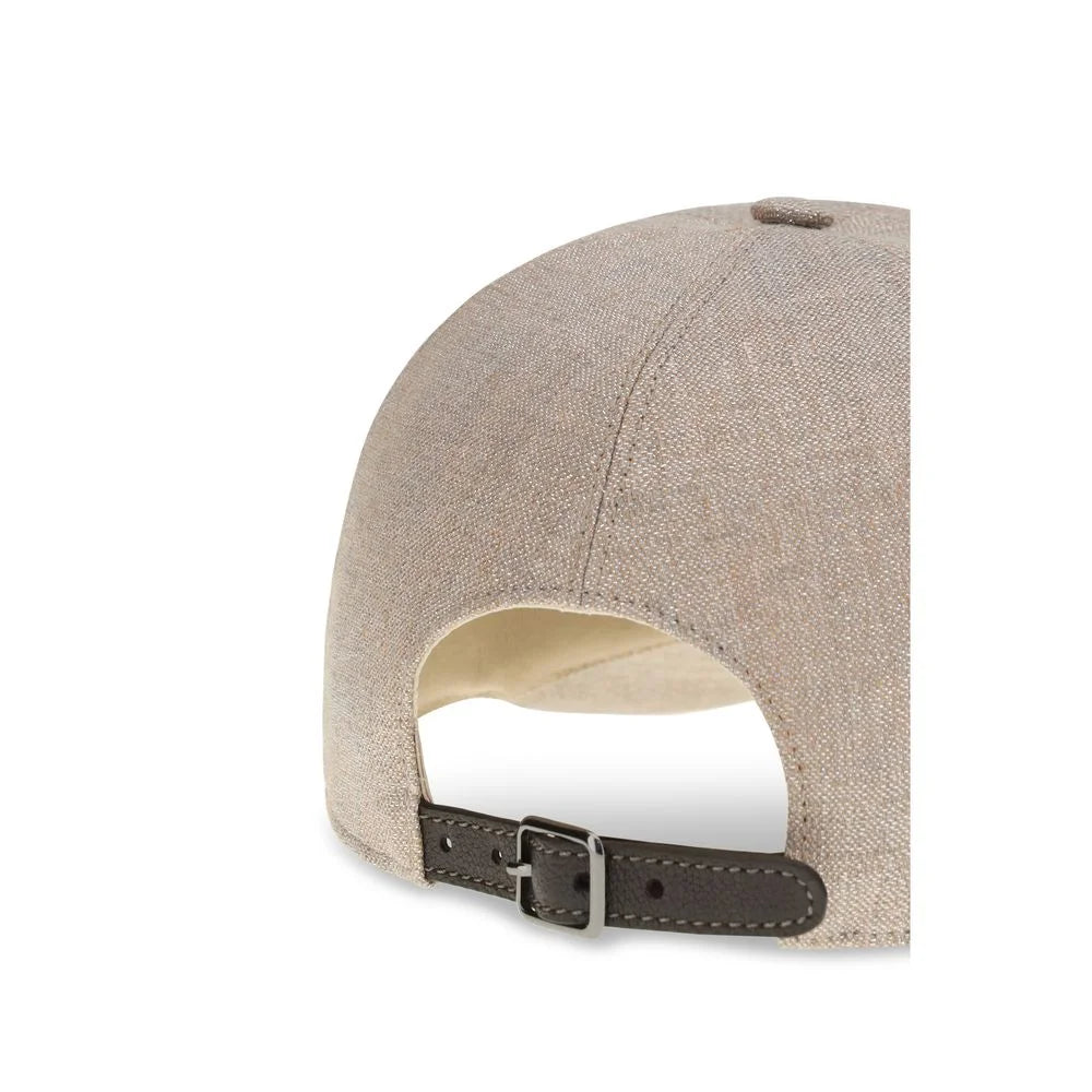 Brunello Cucinelli Gorra de Lino Beige (Gorra de Béisbol) - S