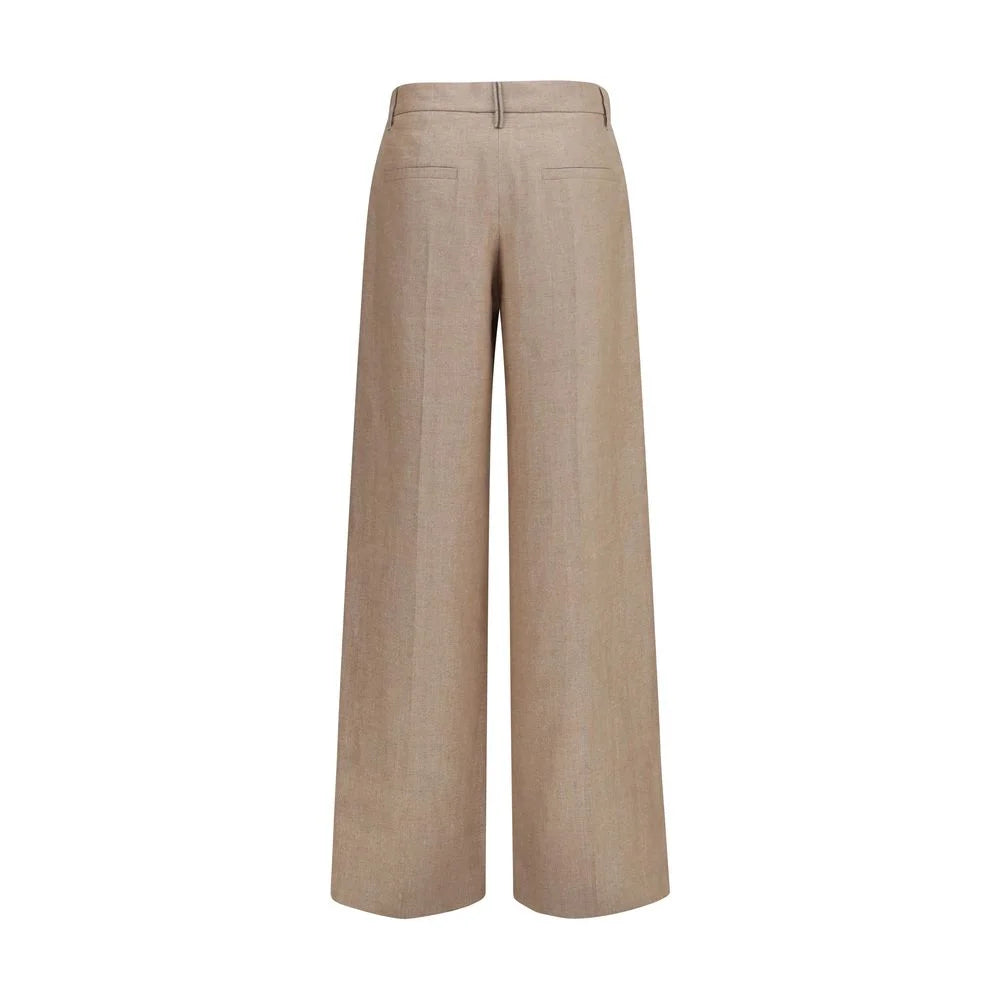 Brunello Cucinelli Beige Linen Casual Pants