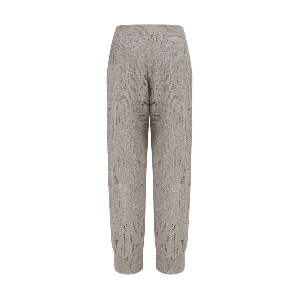 Brunello Cucinelli Beżowe spodnie casual z lnu - M