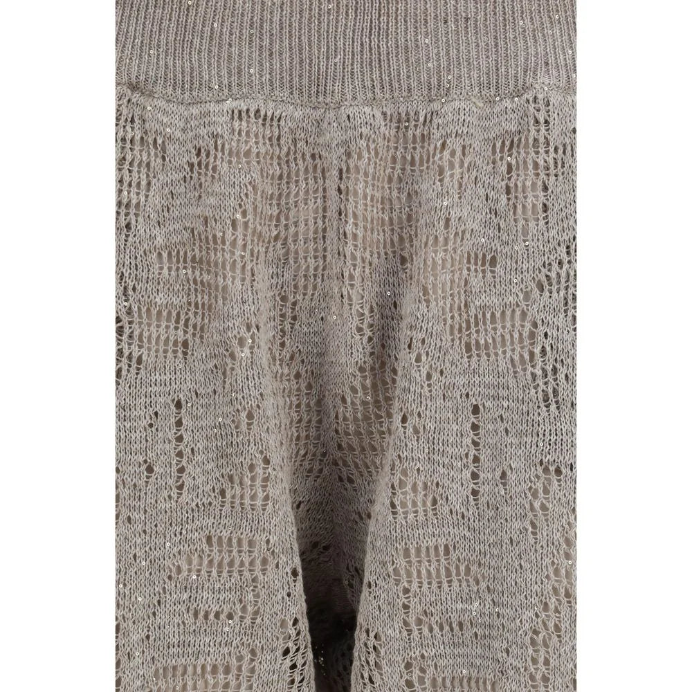 Brunello Cucinelli Beżowe spodnie casual z lnu - M