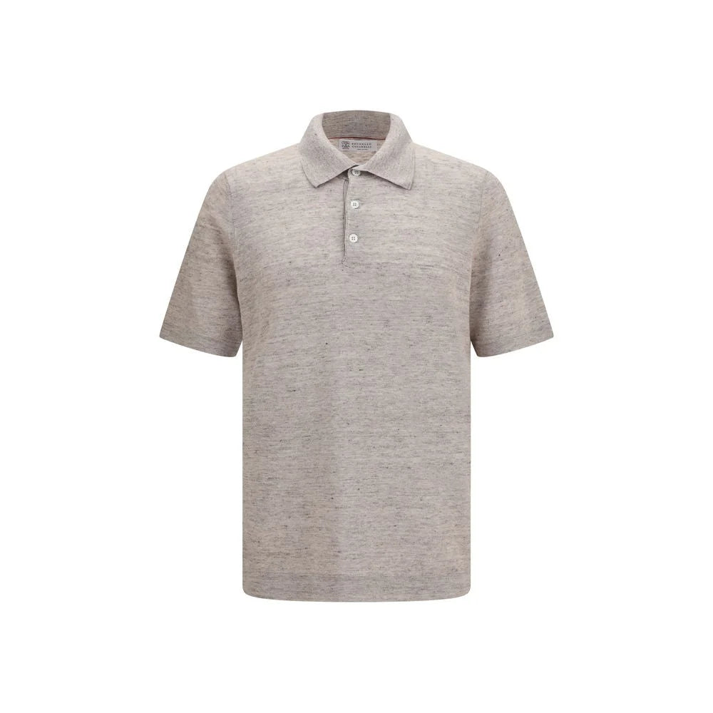 Brunello Cucinelli Beige Linen Polo Shirt