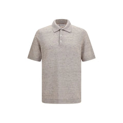 Brunello Cucinelli Beige Linen Polo Shirt