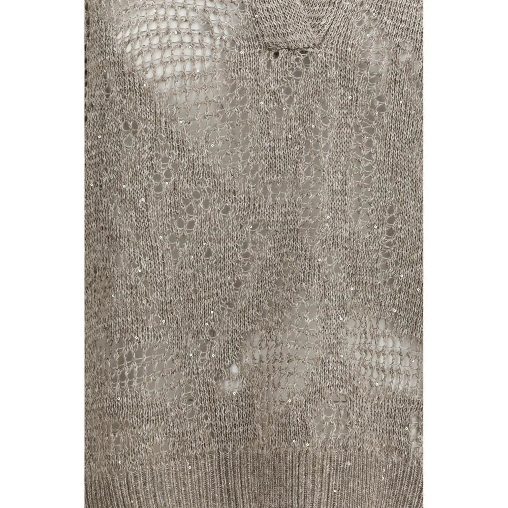 Brunello Cucinelli Beige Linen Polo Shirt