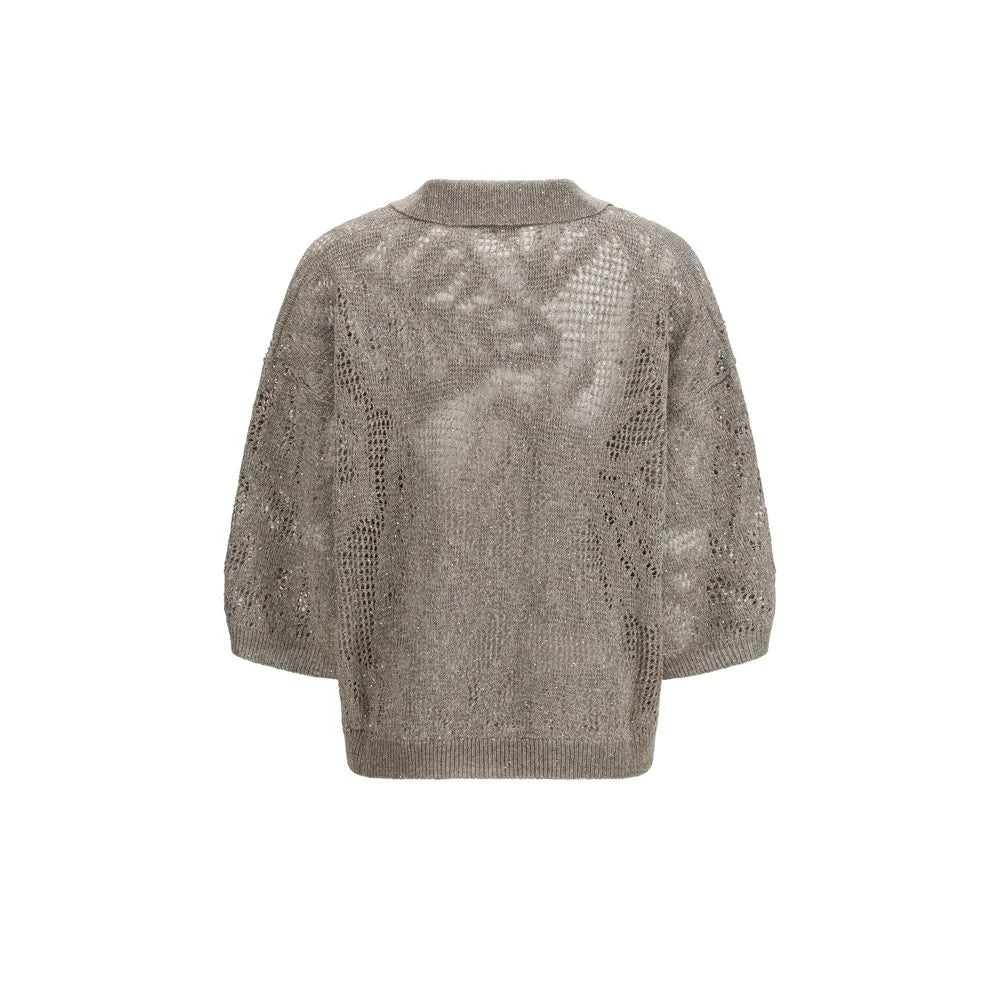 Brunello Cucinelli Beige Linen Polo Shirt