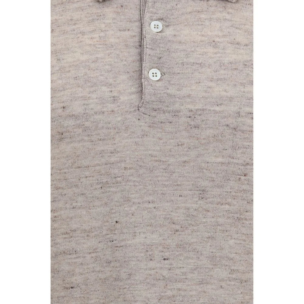 Brunello Cucinelli Beige Linen Polo Shirt