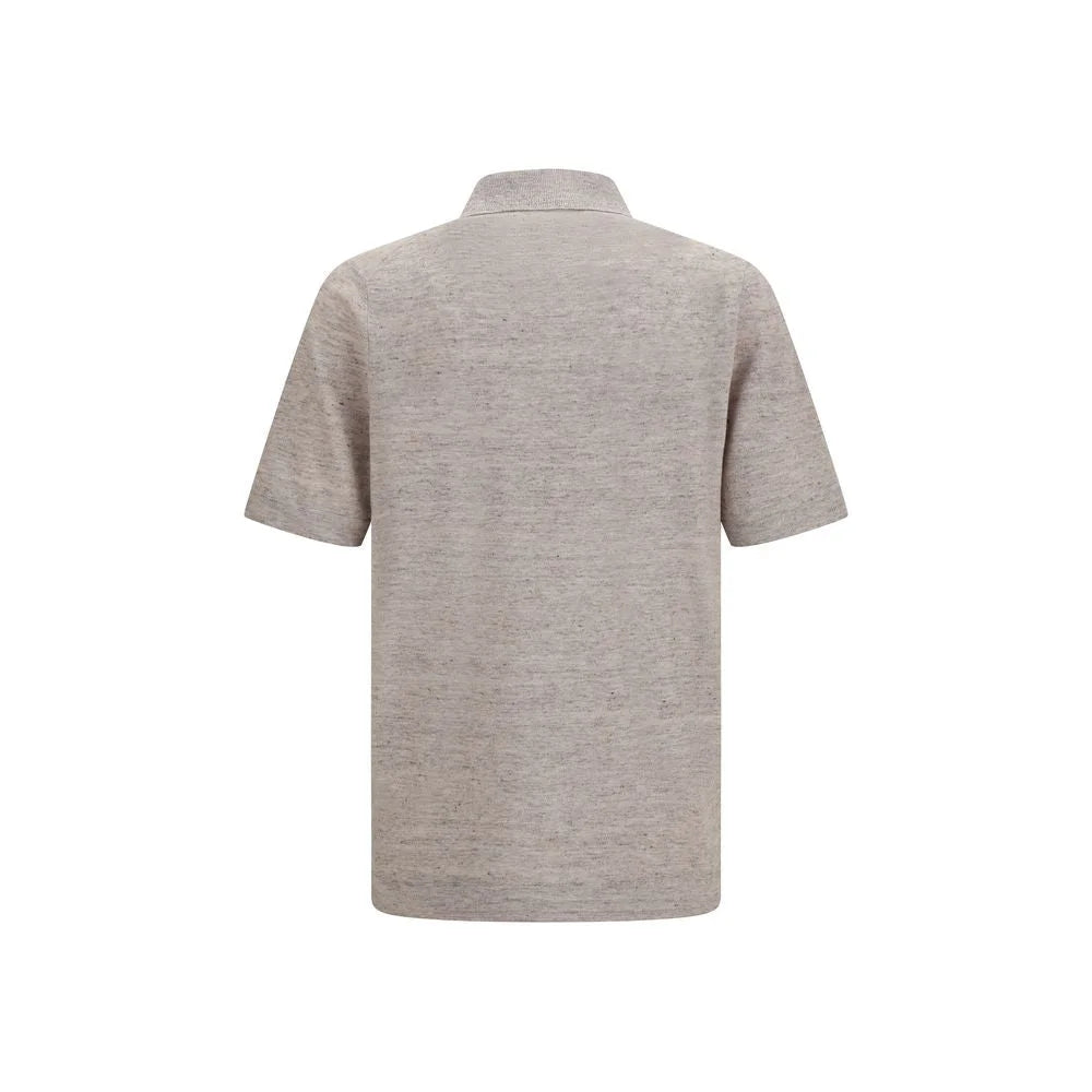 Brunello Cucinelli Beige Linen Polo Shirt