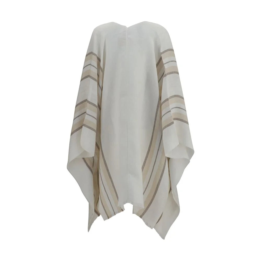 Brunello Cucinelli Beige Linen Poncho - One Size