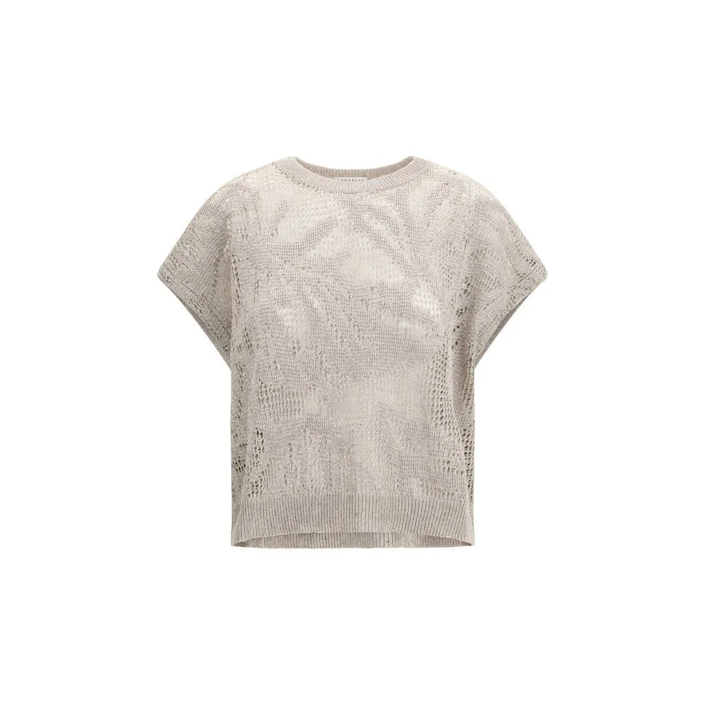 Brunello Cucinelli Beige Linen T-Shirt