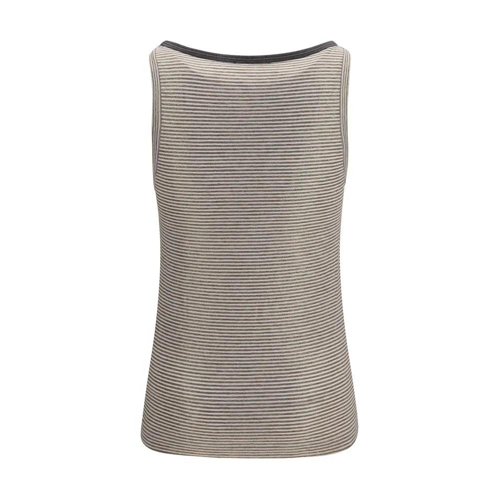 Brunello Cucinelli Beige Linen Tank Tops