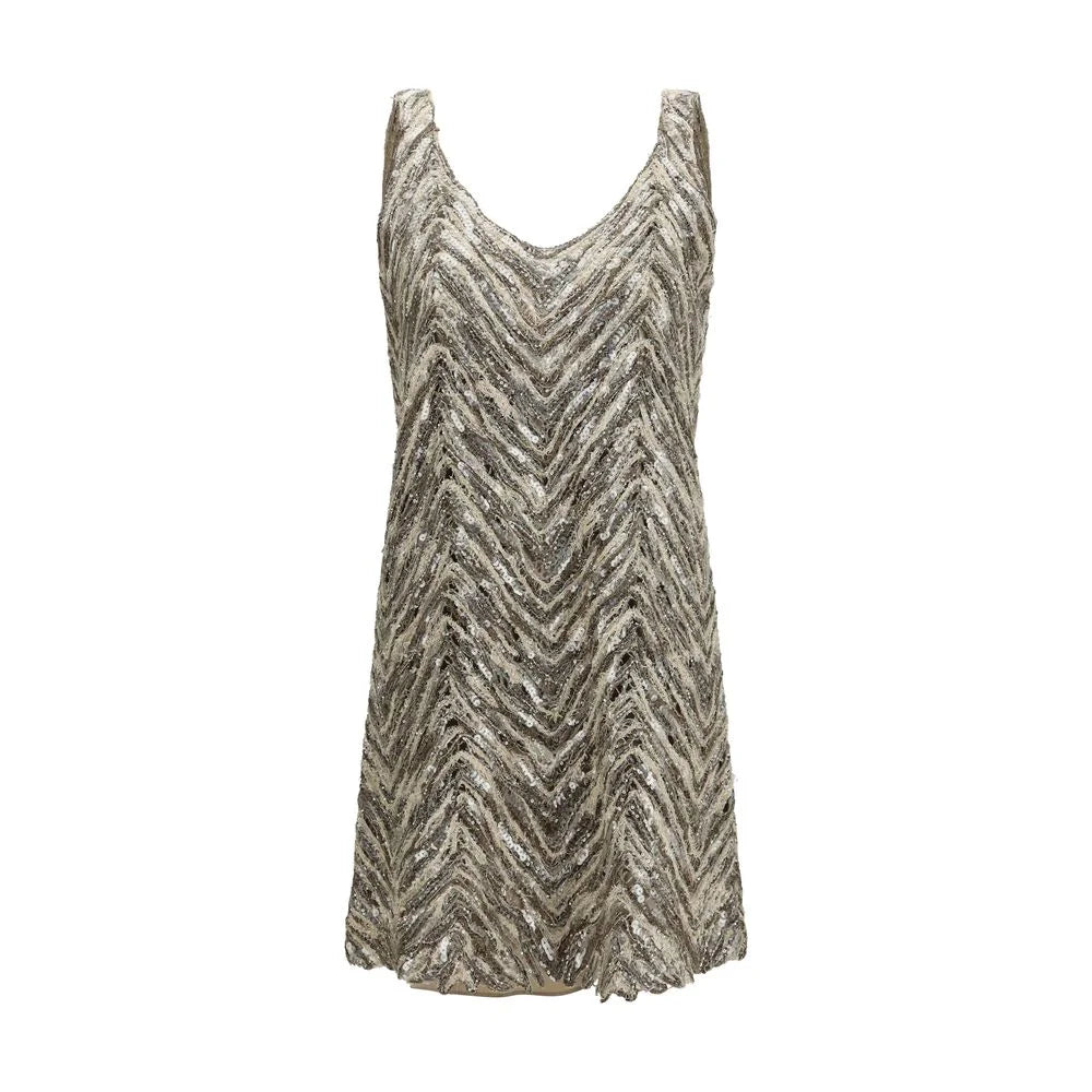 Brunello Cucinelli Beige Paper Cocktail Dress