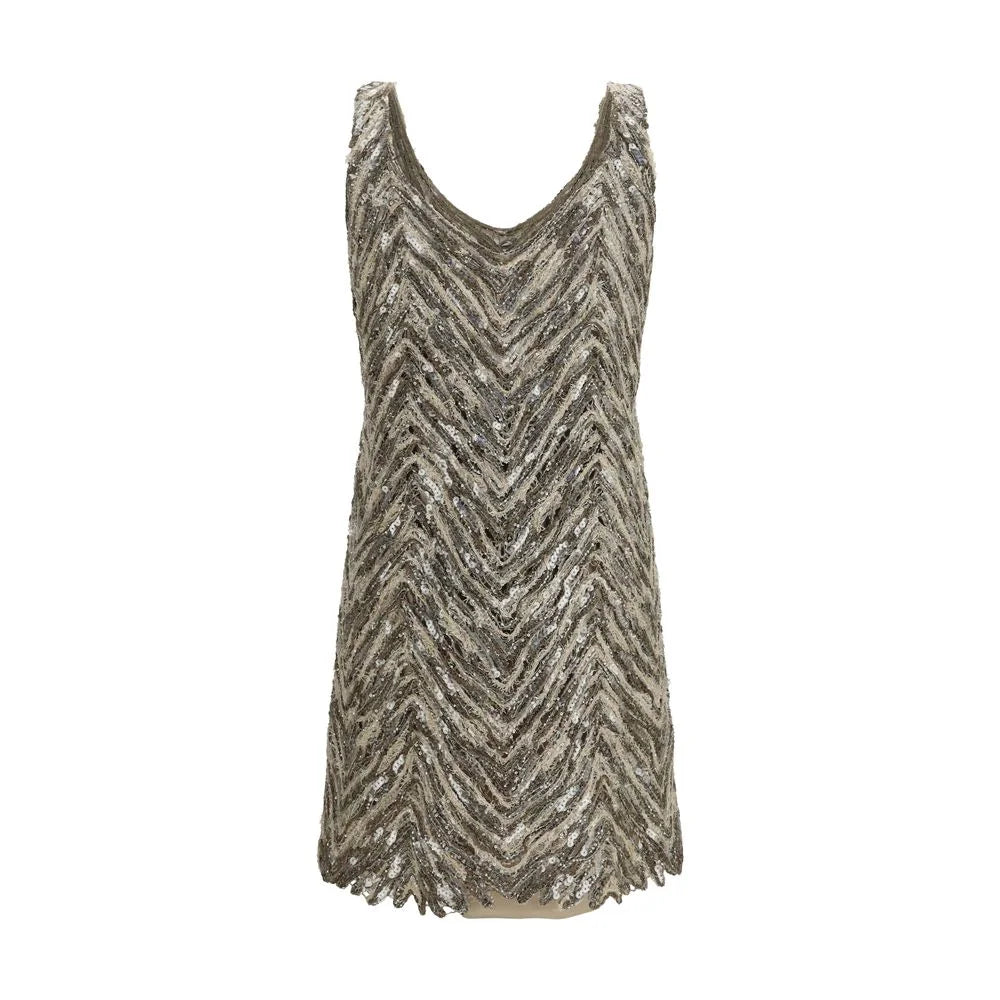 Brunello Cucinelli Beige Paper Cocktail Dress