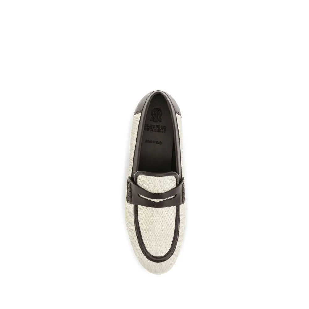 Brunello Cucinelli Beige Polyamide Slip-On Loafers