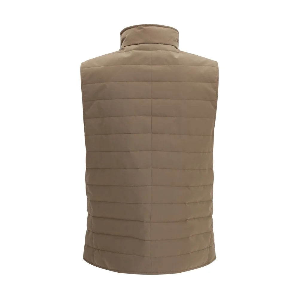 Brunello Cucinelli Beige Polyester Sleveless Jacket