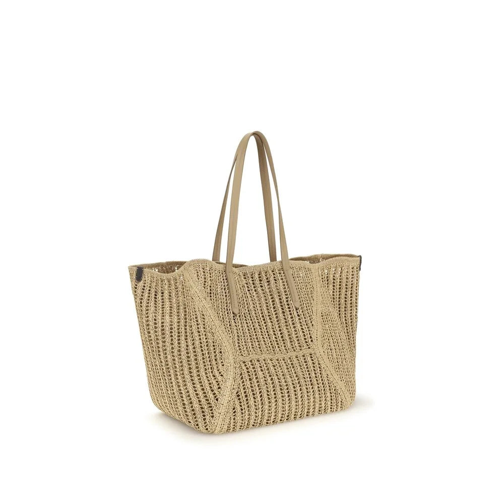 Brunello Cucinelli Handtasche, Beige, Raffia