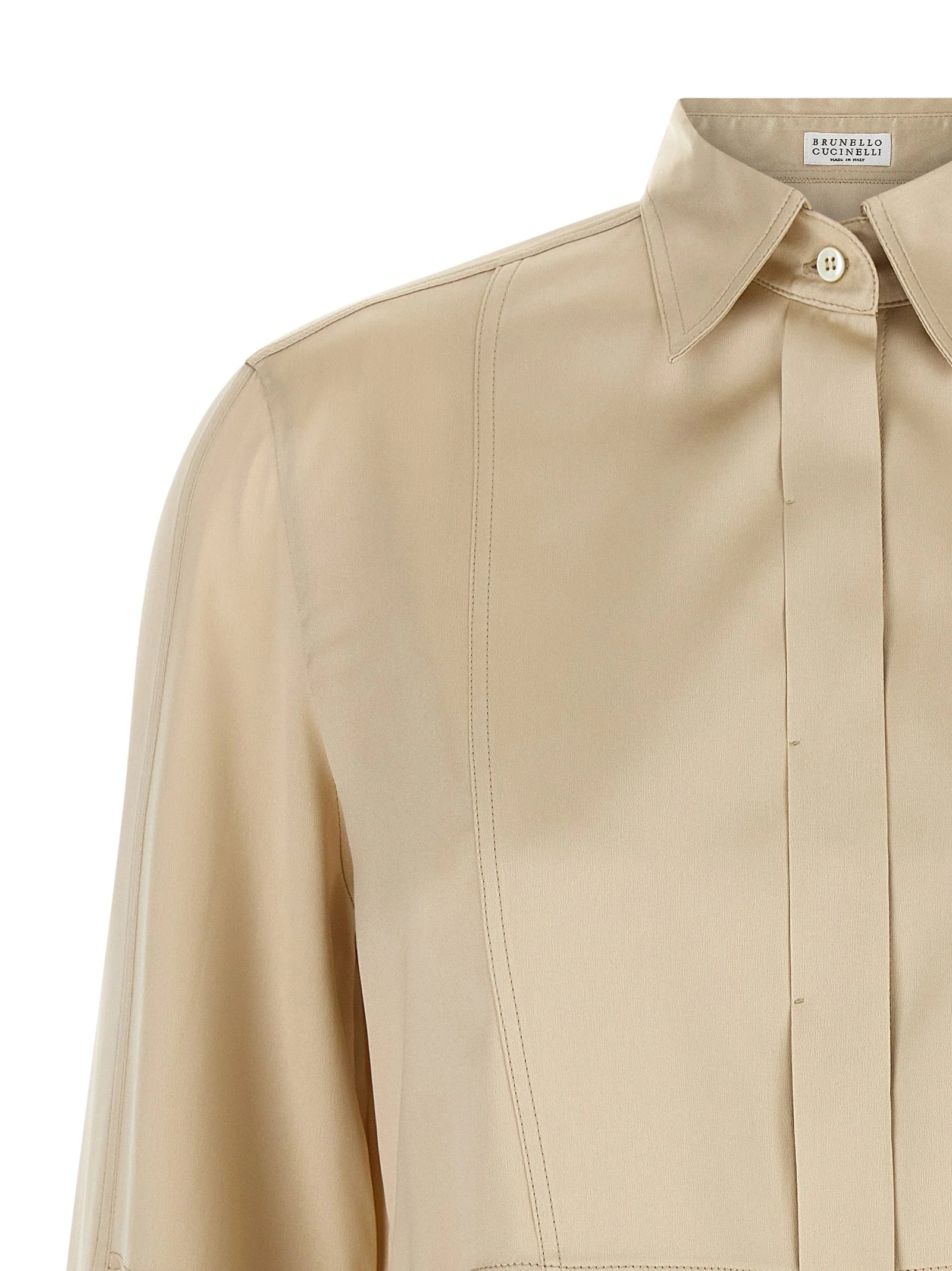 Brunello Cucinelli Beige Silk Blouse