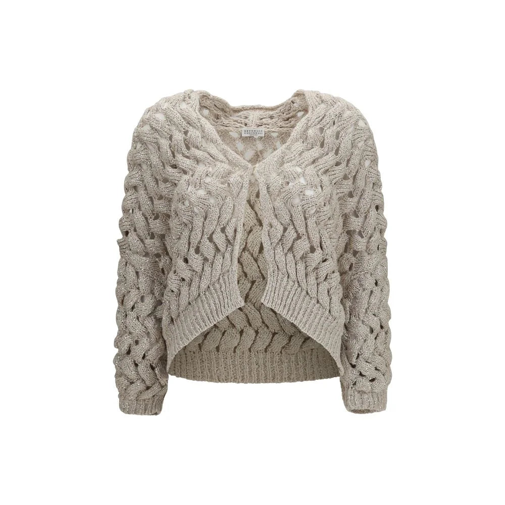 Brunello Cucinelli Beige Silk Cardigan