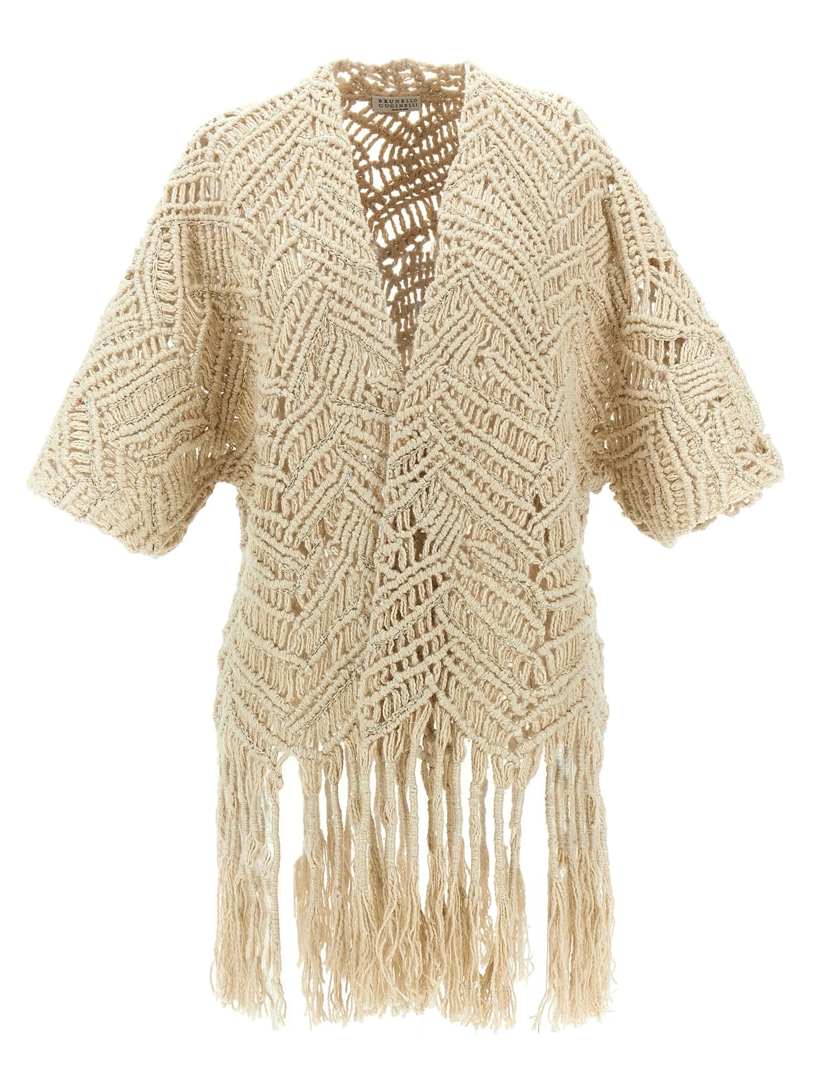 Brunello Cucinelli Beige Silk Cardigan - M