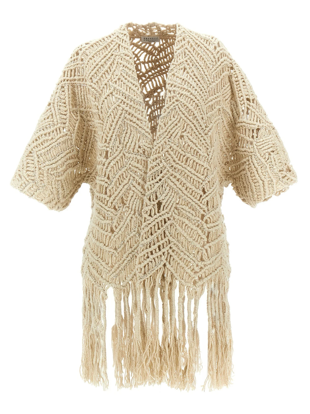 Brunello Cucinelli Beige Silk Cardigan - M