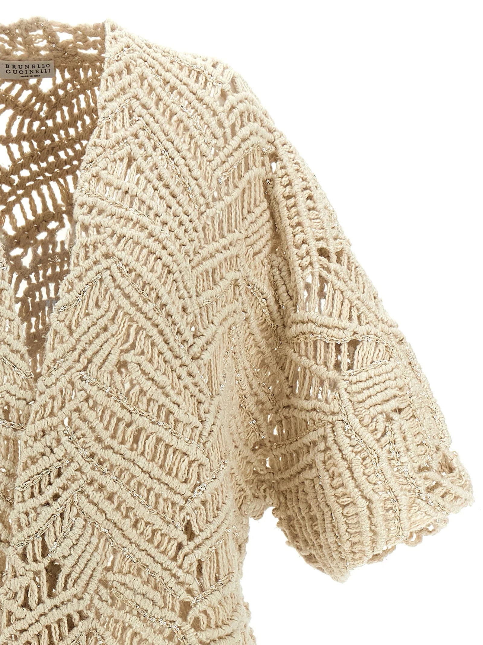 Brunello Cucinelli Beige Silk Cardigan - M