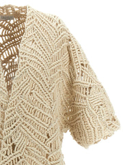 Brunello Cucinelli Beige Silk Cardigan - M