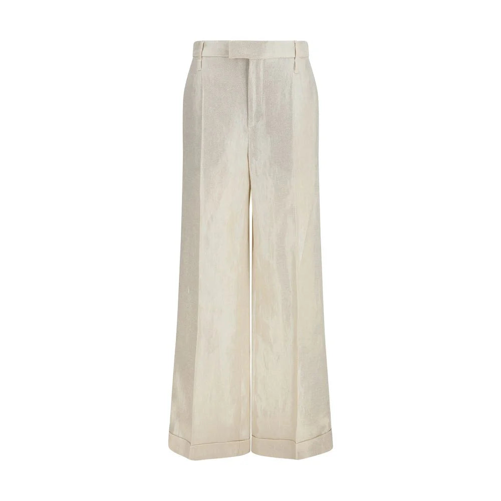 Brunello Cucinelli Beige Silk Casual Pants