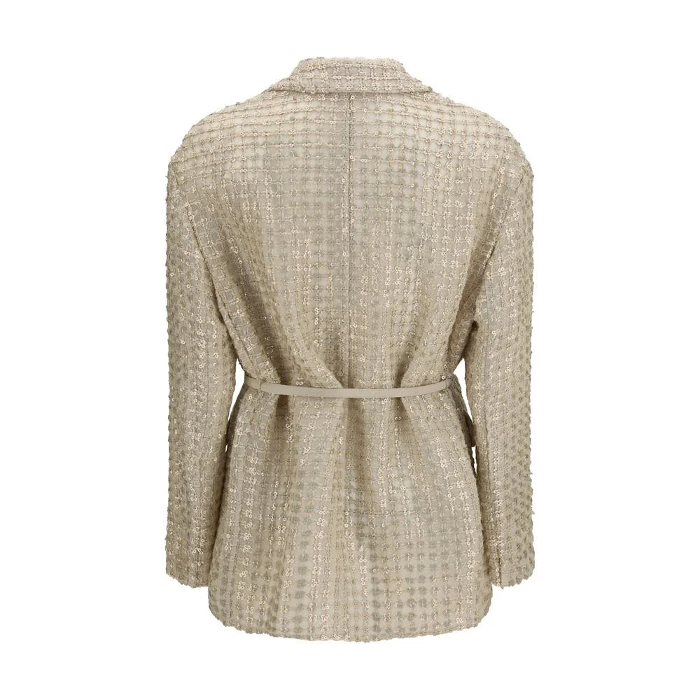 Brunello Cucinelli Beige Silk Jackets And Coat - IT44 | L