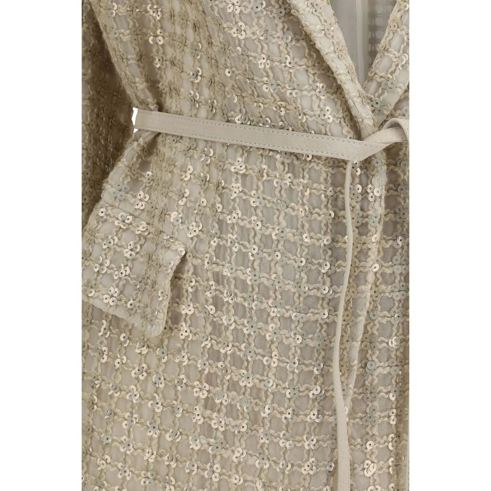 Brunello Cucinelli Beige Silk Jackets And Coat - IT44 | L