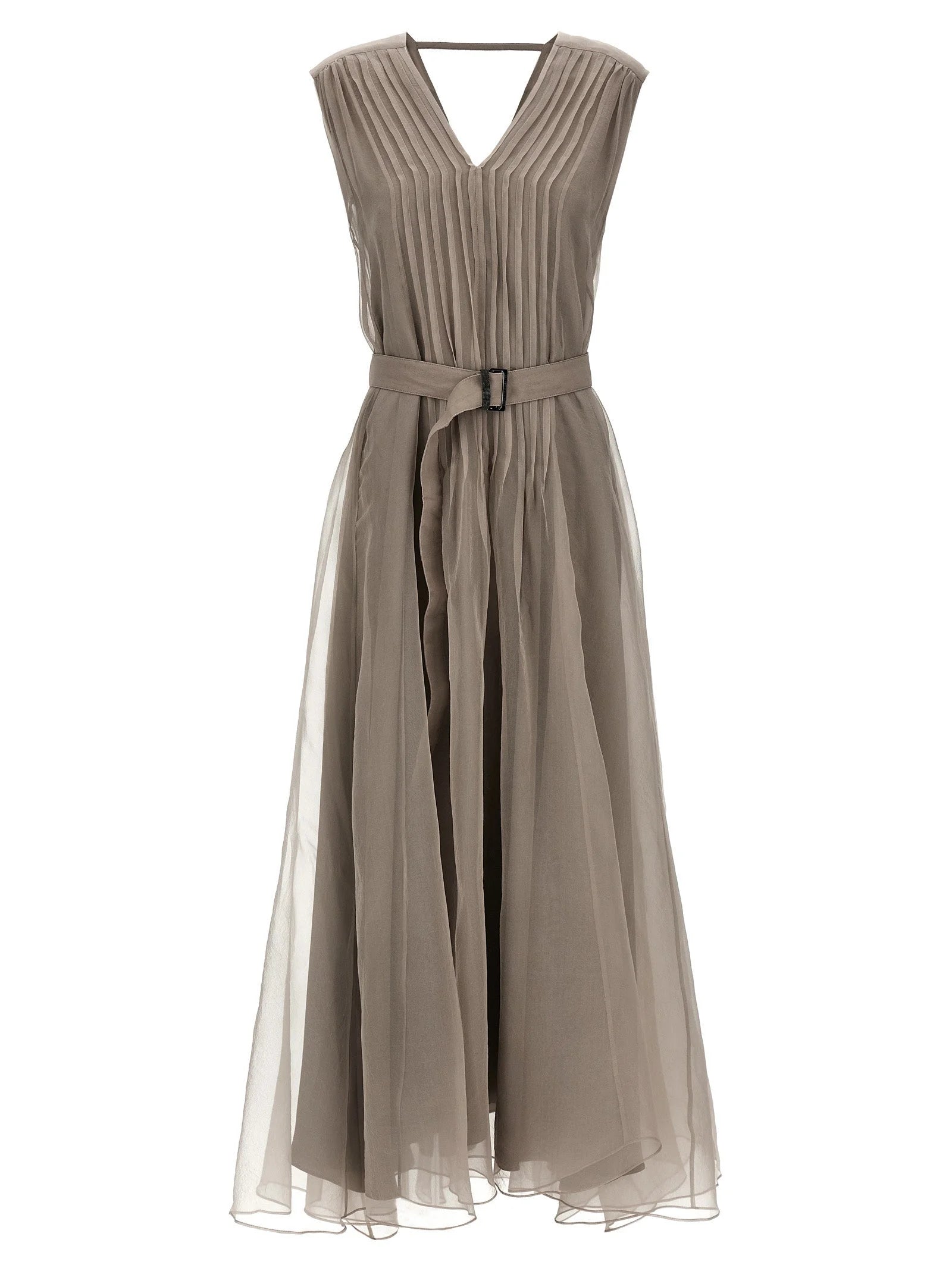 Brunello Cucinelli Beige Silk Long Dress - M
