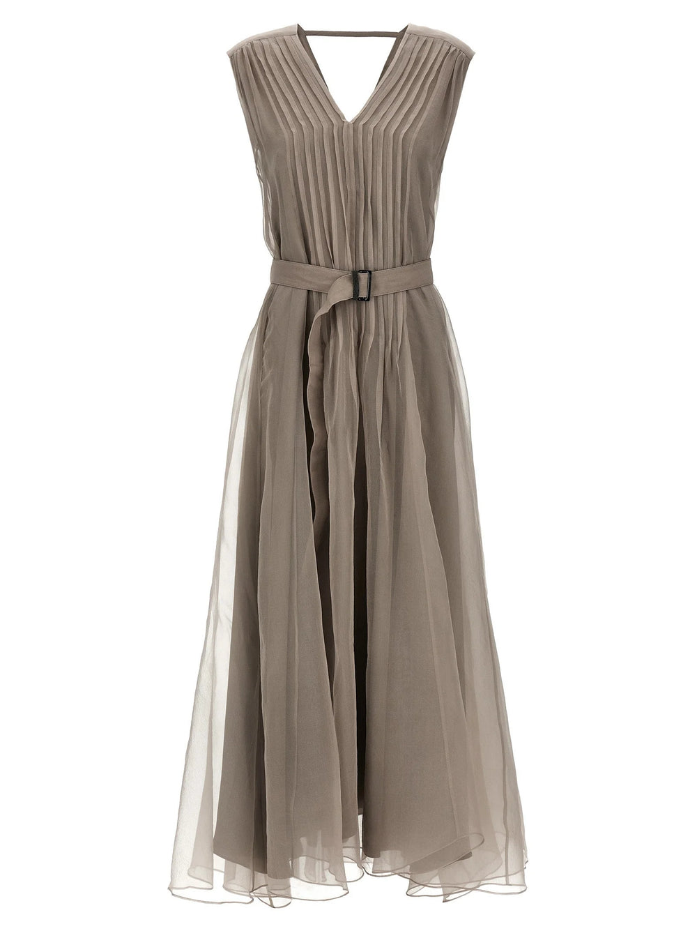 Brunello Cucinelli Beige Silk Long Dress - M