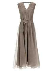 Brunello Cucinelli Beige Silk Long Dress - M