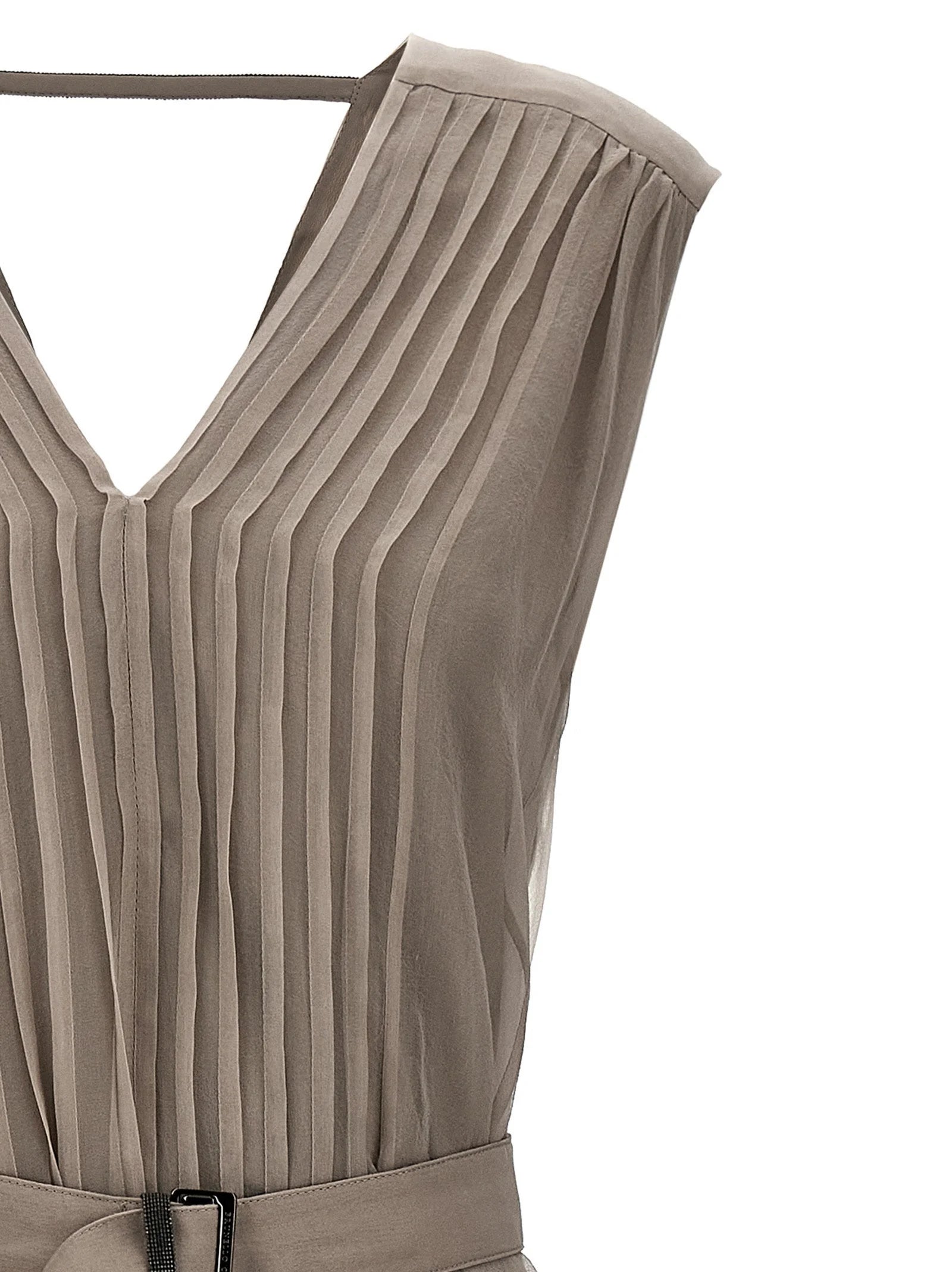 Brunello Cucinelli Beige Silk Long Dress - M