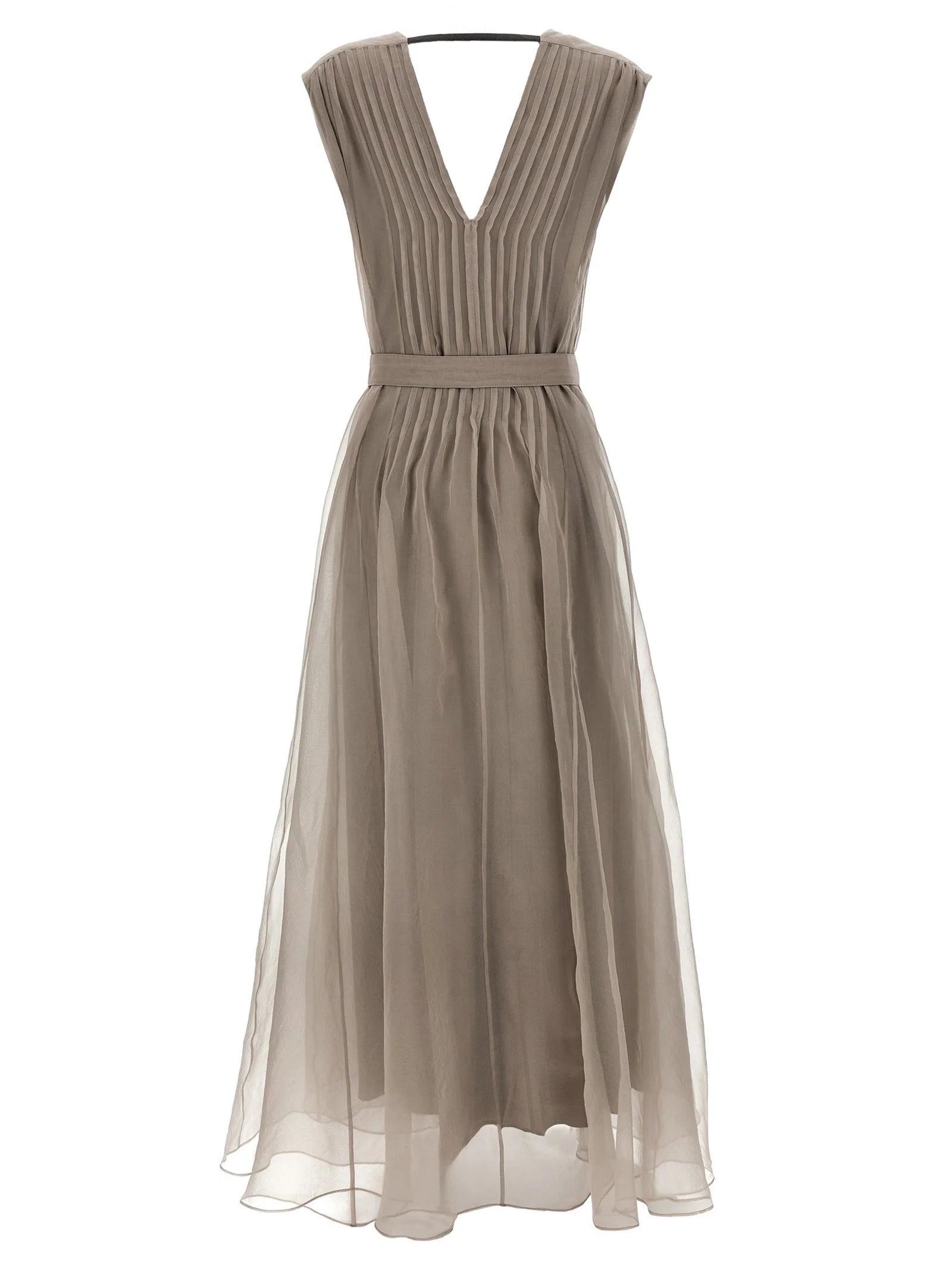 Brunello Cucinelli Beige Silk Long Dress - M
