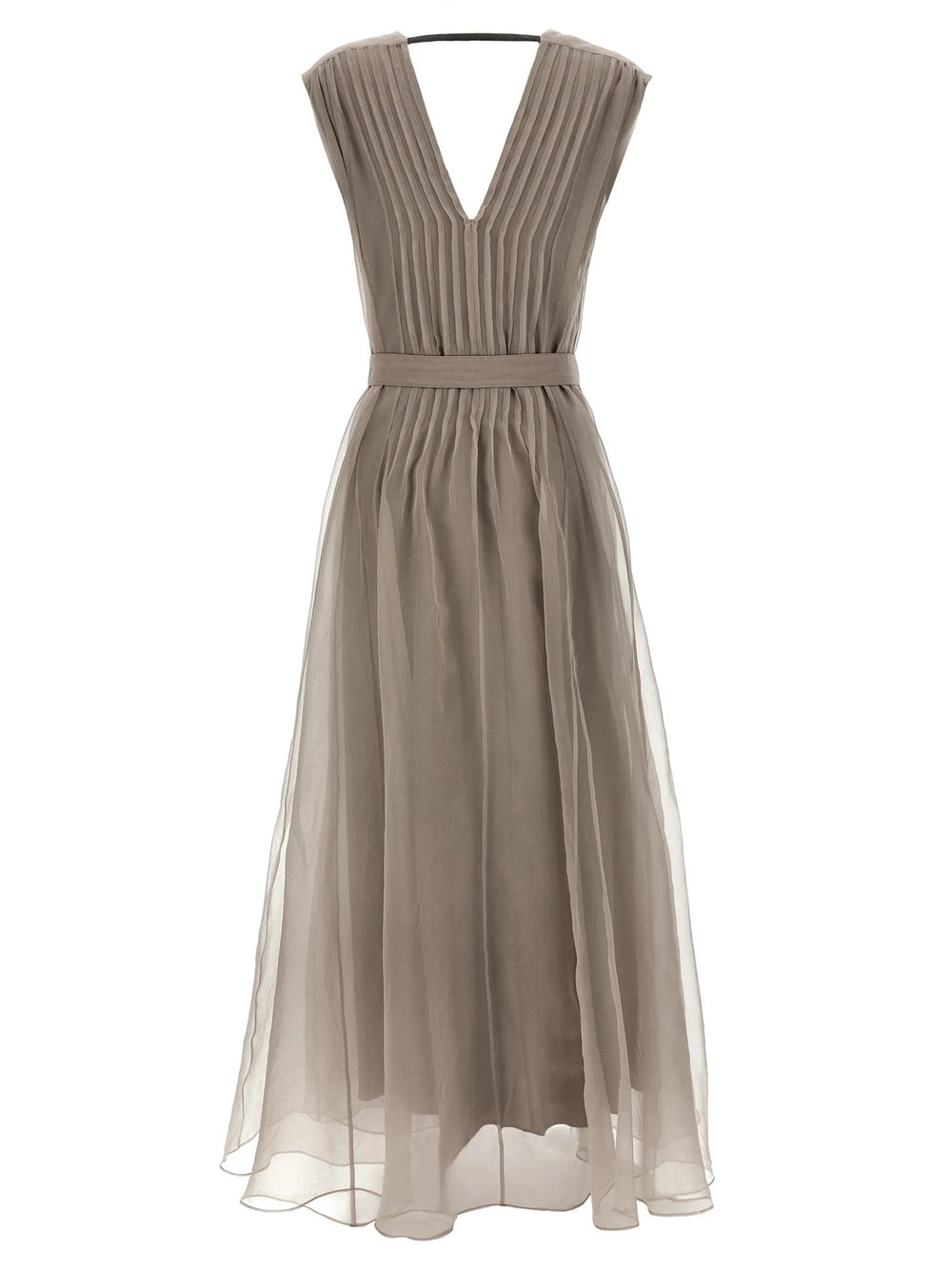 Brunello Cucinelli Beige Silk Long Dress - M