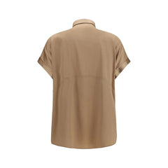 Brunello Cucinelli Beige Silk Shortsleeve Shirt