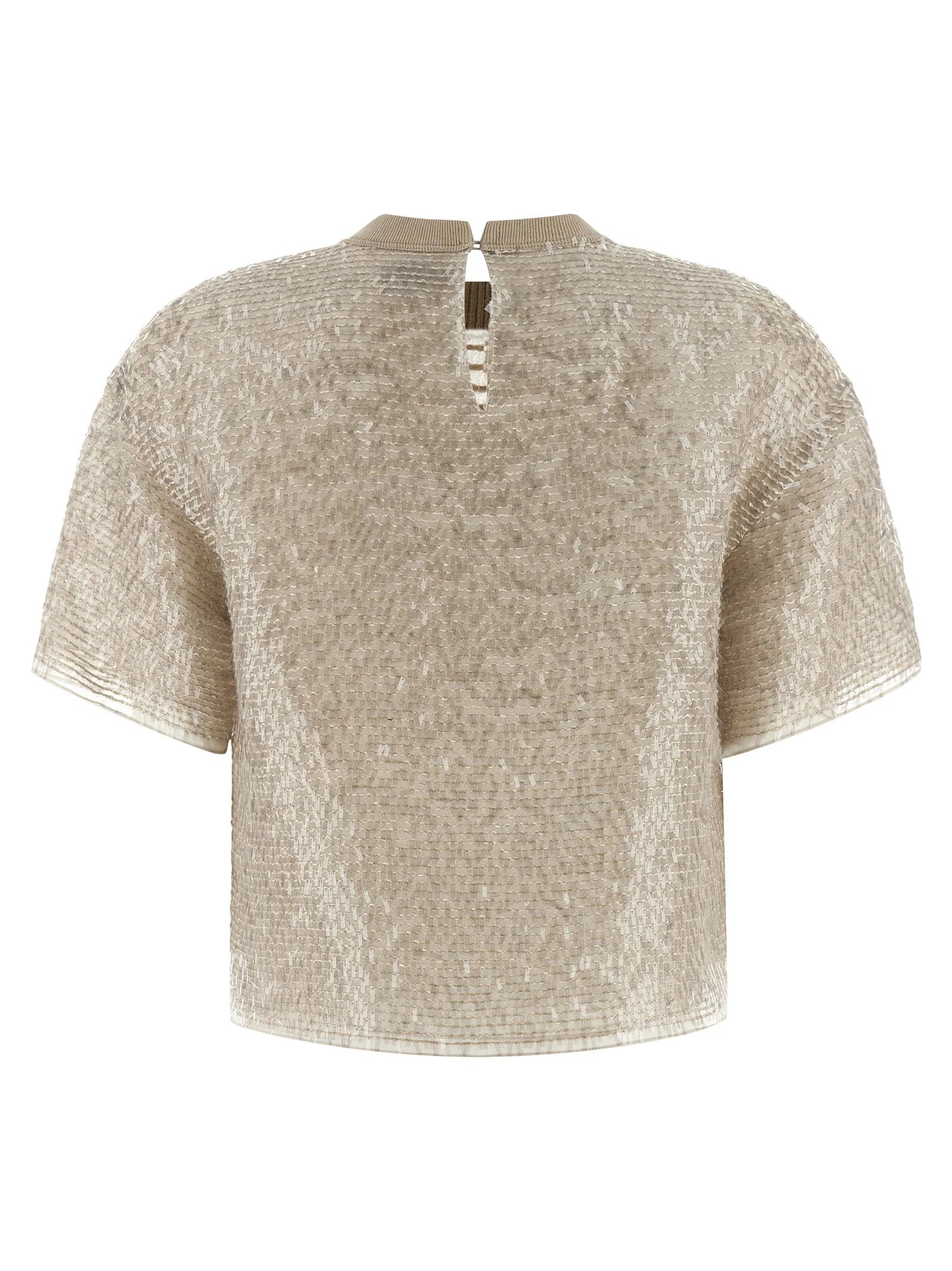Brunello Cucinelli Beige Silk T-Shirt - M