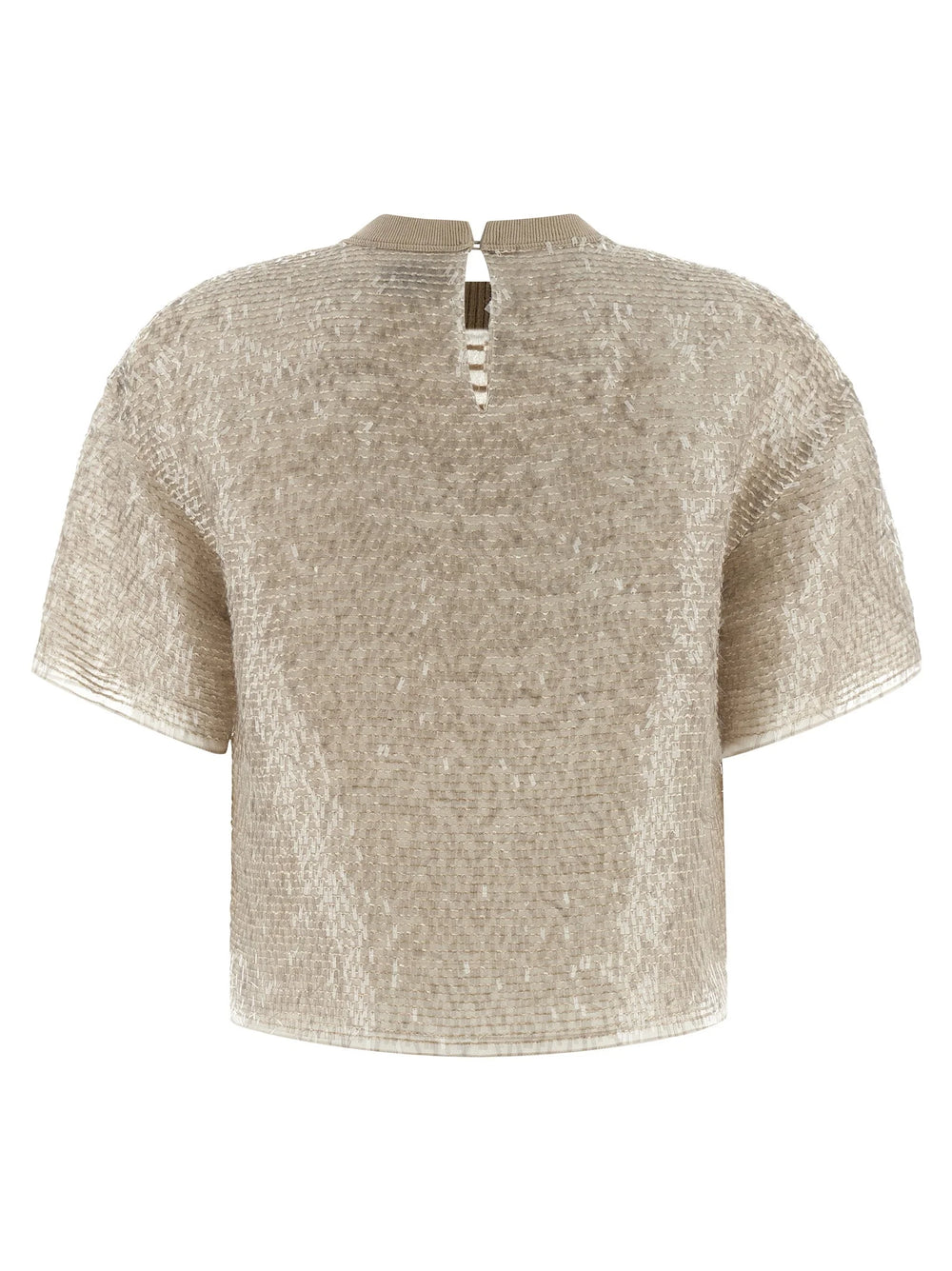 Brunello Cucinelli Beige Silk T-Shirt - M