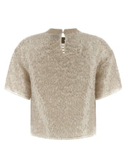 Brunello Cucinelli Beige Silk T-Shirt - M