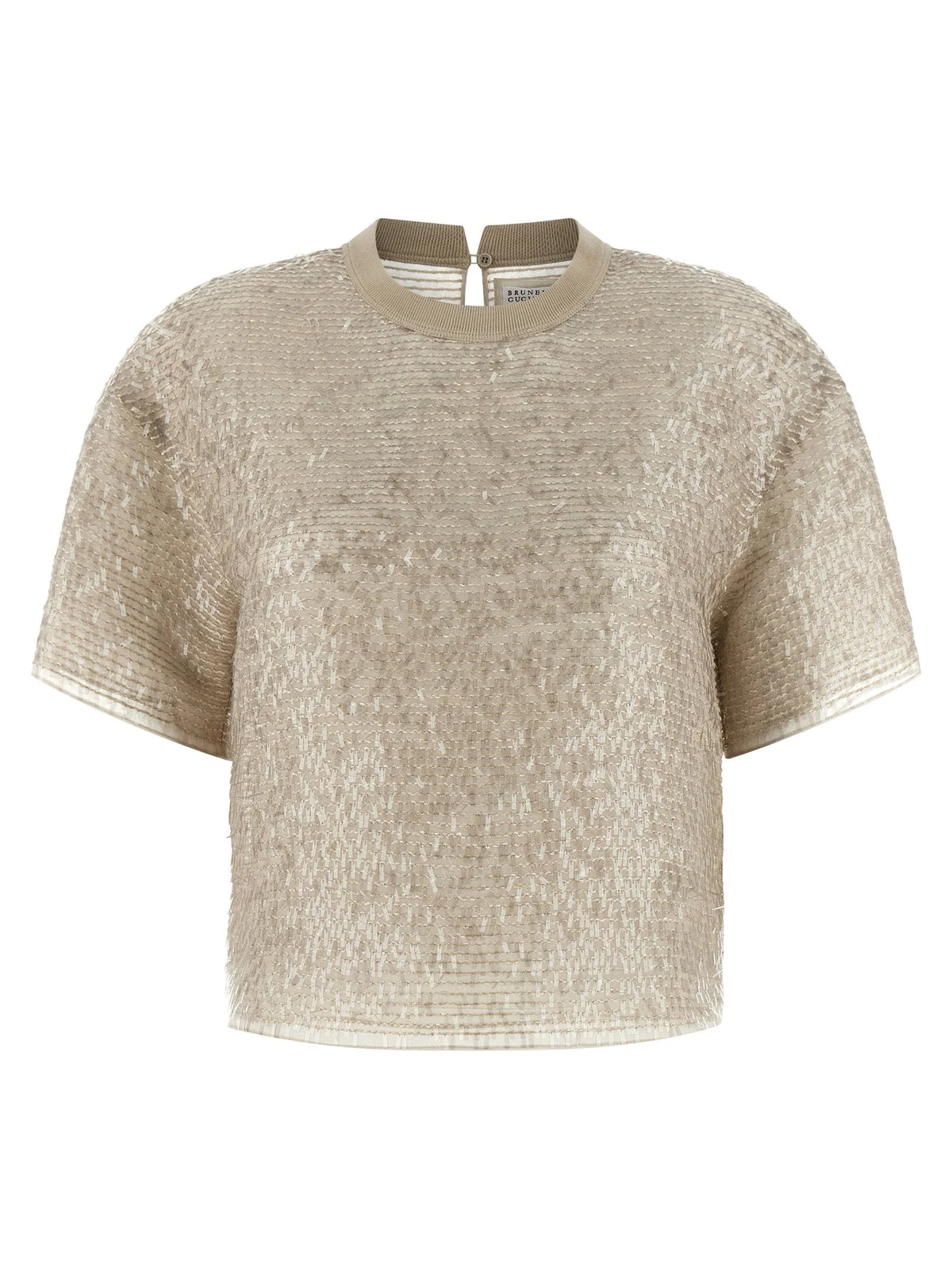 Brunello Cucinelli Beige Silk T-Shirt - M