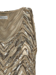 Brunello Cucinelli Beige Silk Tank Tops