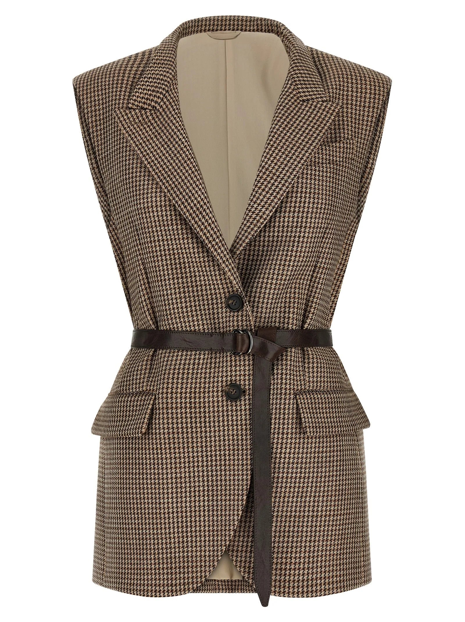 Brunello Cucinelli Beige Virgin Wool Sleeveless Jacket - IT40