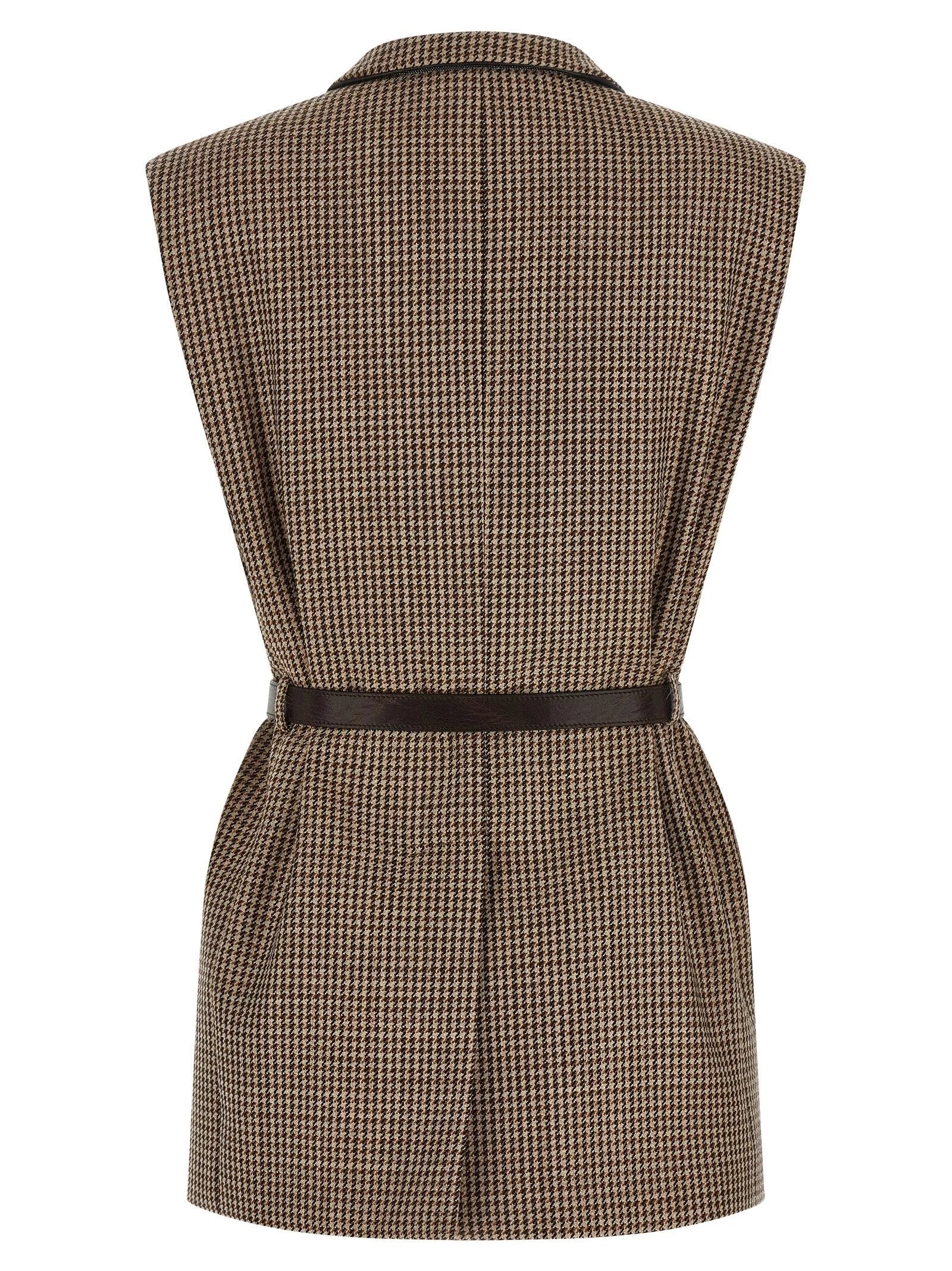 Brunello Cucinelli Beige Virgin Wool Sleeveless Jacket - IT40