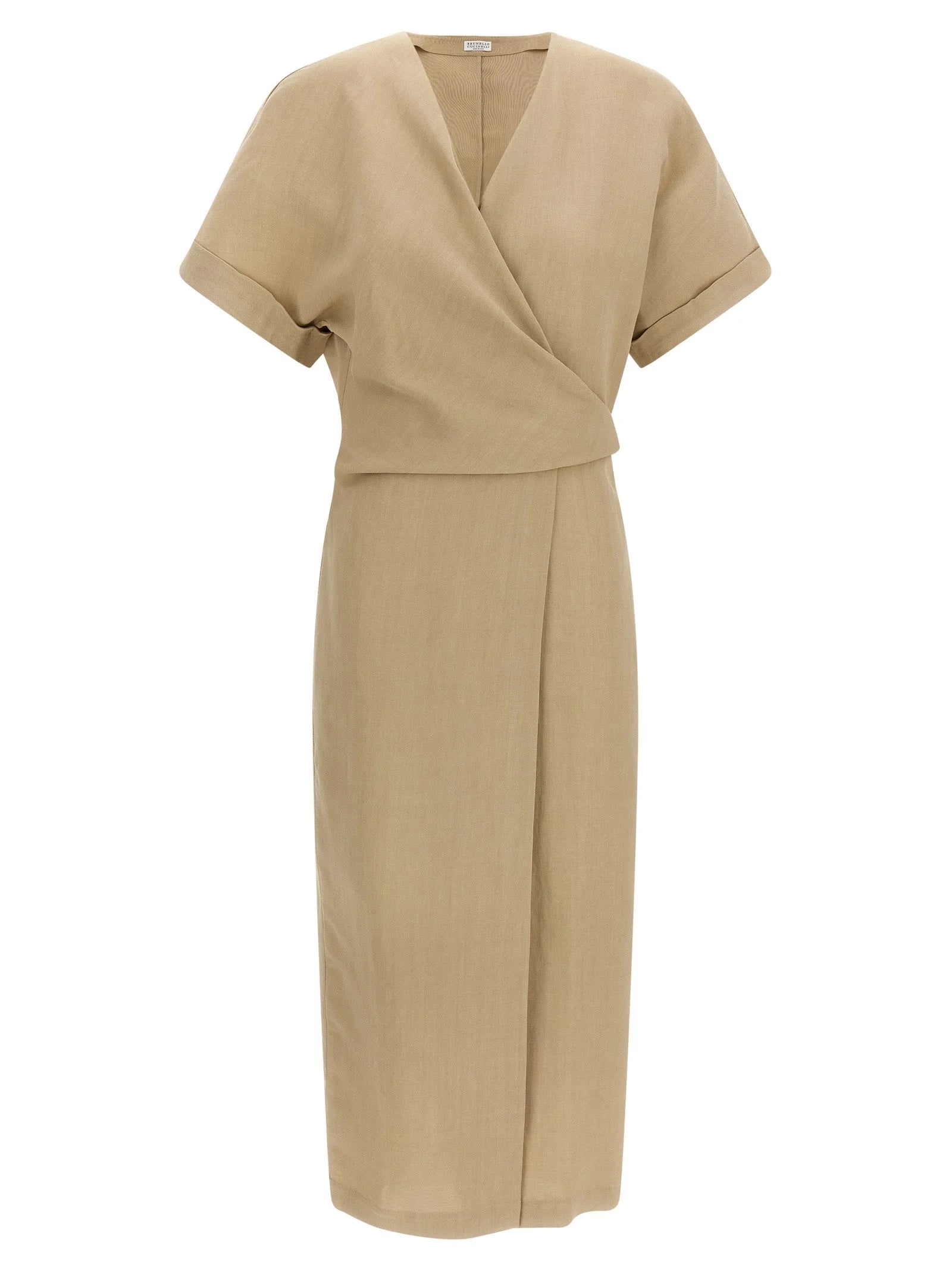 Brunello Cucinelli Beige Viscose Midi Dress - M