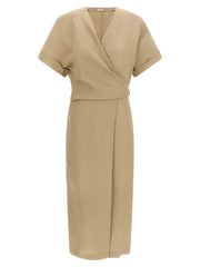 Brunello Cucinelli Beige Viscose Midi Dress - M