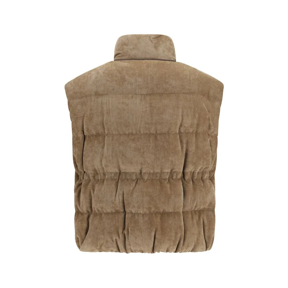 Brunello Cucinelli Beige Viscose Sleeveless Jacket