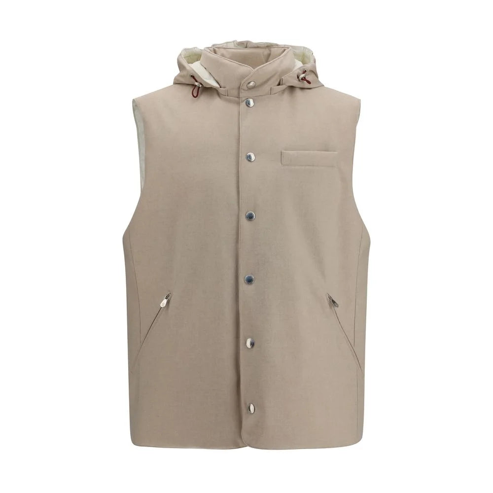 Brunello Cucinelli Beige Wool Oves Aries Sleeveless Jacket