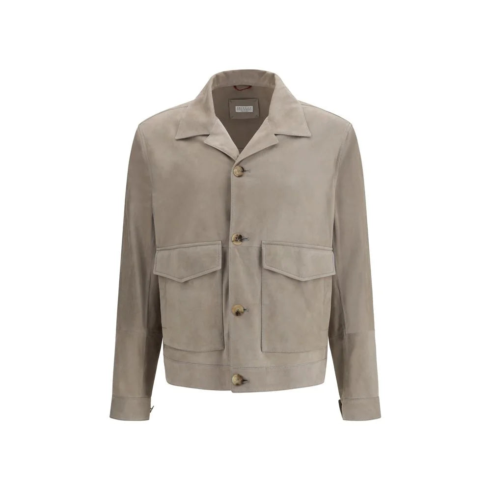 Brunello Cucinelli Bicolor Calf Leather Bos Taurus Coat - S