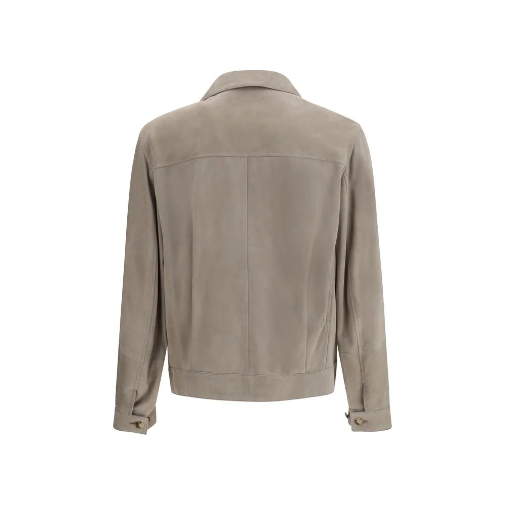 Brunello Cucinelli Bicolor Calf Leather Bos Taurus Coat - S