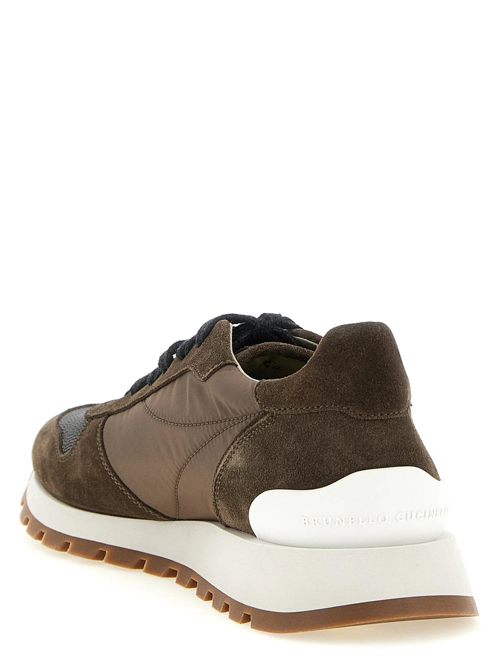 Sneakers de sport en veau bicolore Brunello Cucinelli
