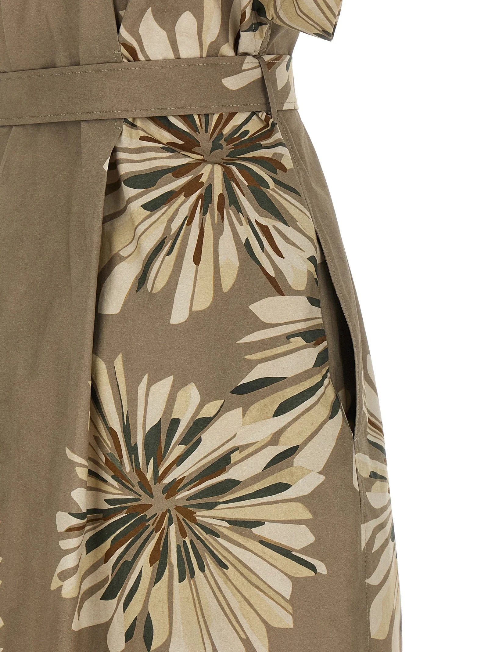 Brunello Cucinelli Bicolor Cotton Long Dress - S