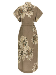 Brunello Cucinelli Bicolor Cotton Long Dress - S